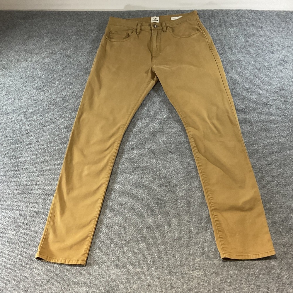 Flint and Tinder 365 Tapered Fit Pants Mens 30x32 Khaki Brown Chino Five Pocket